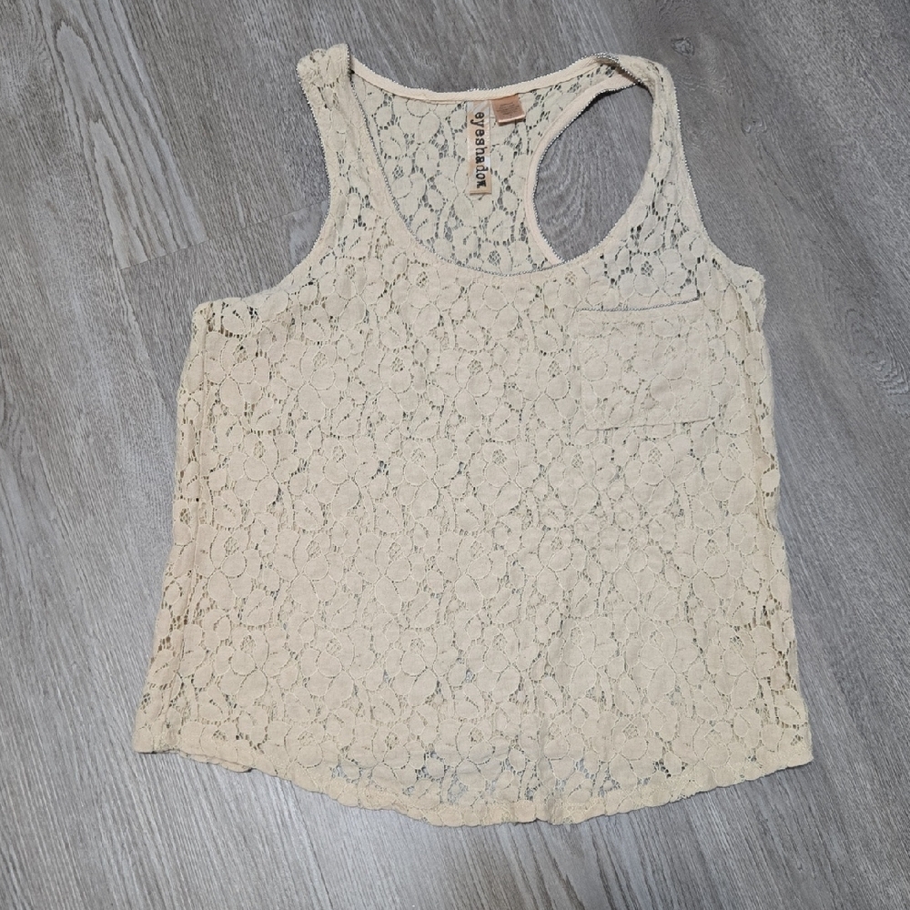 Eyeshadow Cream Lace Tank Top Size Small